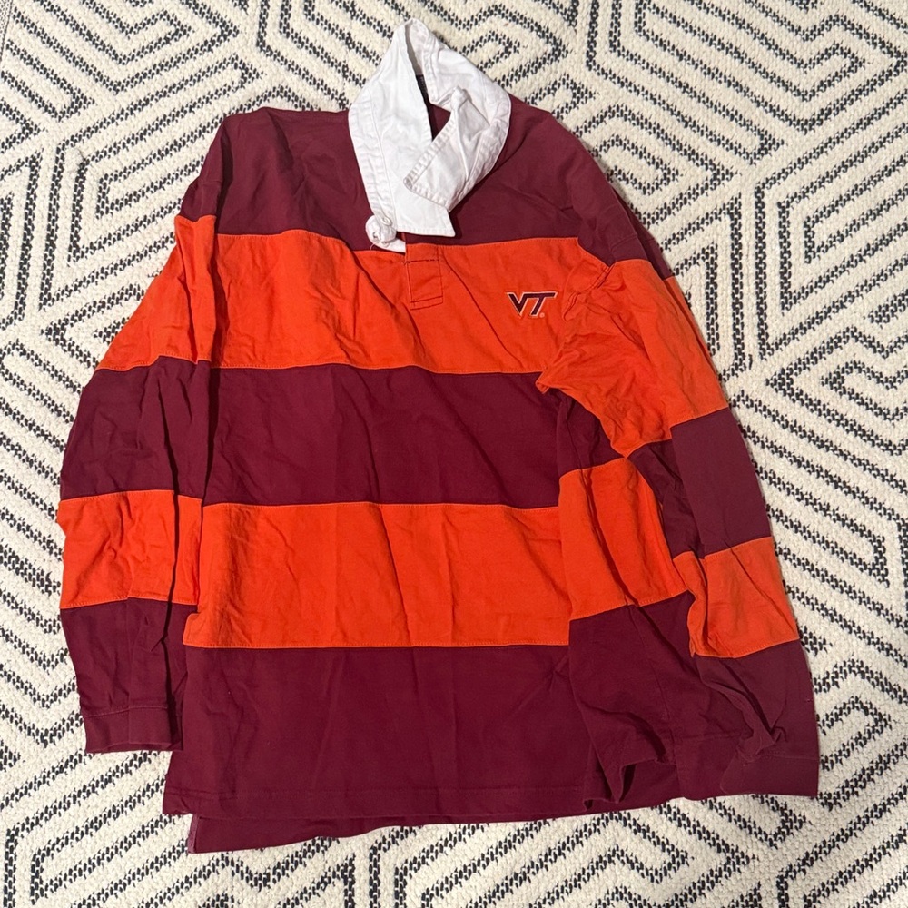 Striped Maroon and Orange Rugby Shirt